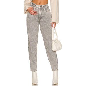 We Wore What Dani Boyfriend Jeans in Dreamy Grey Rigid Denim Tapered Leg Relaxed